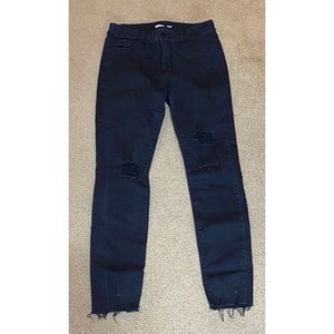 Old Navy Black Rockstar Super Skinny Stretch Ripped Ankle Jeans Size 6